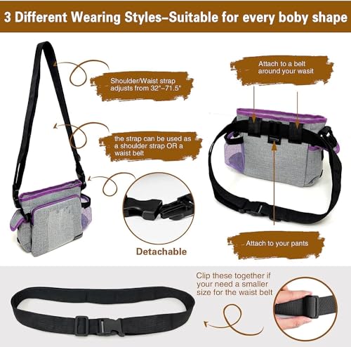Bolsa de comida para perros manos libres con múltiples bolsillos grandes 6