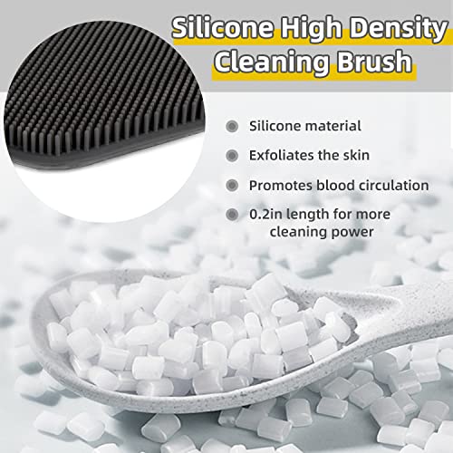 Silicone Exfoliating Body Scrubber, Shower And Bath Accessories With Storage Hooks, Easy To Clean, Foamy And Reusable, Flat Clean Brush For Bathing, Hair Washing, Dishwashing Etc. #TOP4