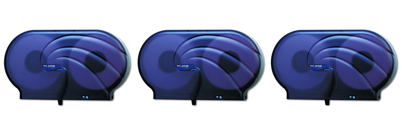 San Jamar R4090TBK Twin 9" JBT Toilet Tissue Dispenser, Black Pearl (3 PACK)