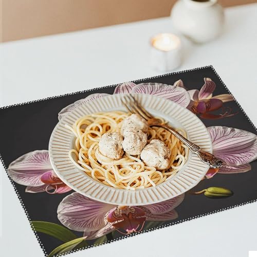 Sets de table rectangulaires déco orchidées pour repas de salle à manger - 7