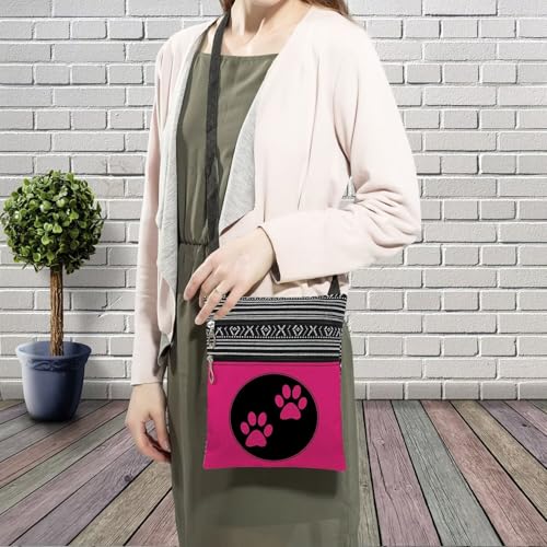 Dog Claw Messenger Bag Small Ethnic Pattern Printed Adjustable Strap Crossbody Zipper Pouch Cute Paw Phone Organizer Wallet Cute Shoulder Handbag For Women Friends3