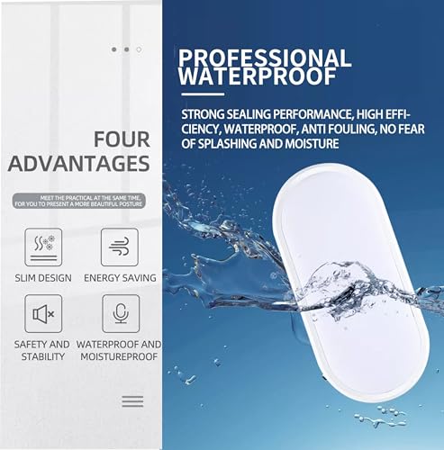 Image of OLIPS LED Bulkhead Light IP54 Waterproof Indoor /Outdoor Wall & Ceiling Light - Weatherproof, Shock Proof, Slim Plastic Surface-Mounted Fixture (10 WATT (Warm White), 1)