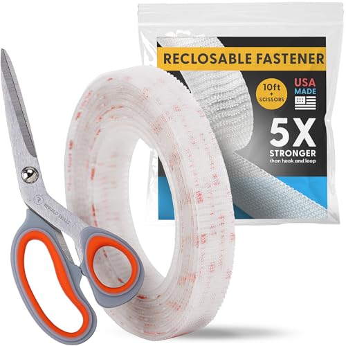 Image of Industrial Strength - 10FT + Scissors Clear Indoor /Outdoor Adhesive Mounting Tape - Self Mating Reclosable Fastener Compatible with 3M SJ3550 / SJ3560 Dual Lock