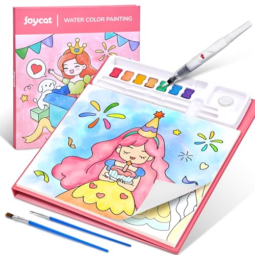 JoyCat album da colorare per bambini, set di pittura ad acquerello per bambini dai 3-5 ai 4-8 anni,attività di disegno artistico e artigianale, regalo di compleanno per ragazzi e ragazze(Warm Pink)