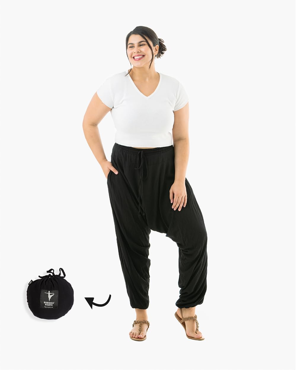 Harem Boho Cotton Summer Pants for Women, Loose Lightweight Pants for Women with Pockets, Womens Casual Beach and Yoga Pants