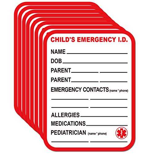 Image of Remarkable Infant I.C.E. (in Case of Emergency) Car Seat Sticker Safety Information - Child Emergency Contact Car Seat Safety Alert Attachment Tag Stickers (8 Pack)