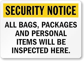 Bags Inspected Security Metal Tin Sign 8x12 inch — Store, Stadium, Airport, Security Check Area