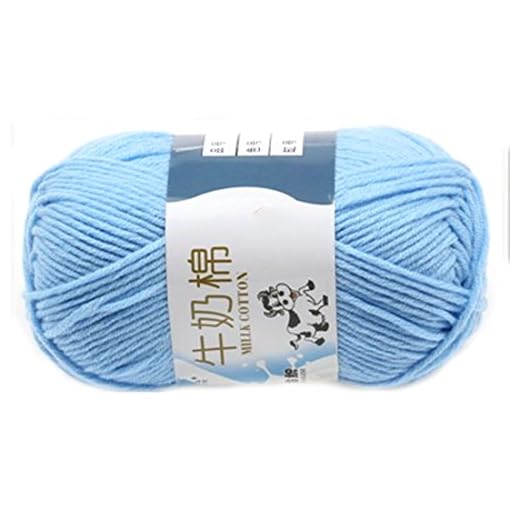 Suave Suave Leche de algodón natural de la mano de tejer lana de lana bola del hilado del bebé Craft-Light Blue