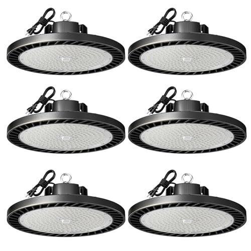 Image of lvsdak LED High Bay Lights 250w (Eqv.1000w Mh /Hps /Hid),5000K Daylight 37500lm with 5ft Cable High Bay Led Shop Lights Commercial Lighting Fixture for Warehouse Garage Light Barn Factory 6 Pack