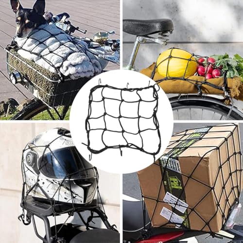 JUGUTA Gepäcknetz Fahrradkorb Netz Gepäcknetz Mit 6 Befestigungshaken Für Fahrradkorb/Gepäckträger