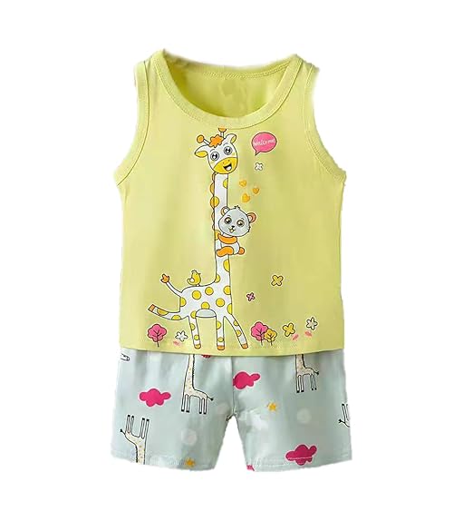 Bold N Elegant Jurassic Joy Dinosaur Fun Kids Sleeveless T-shirt & Shorts Summer Clothing Set for Little Boys & Girls