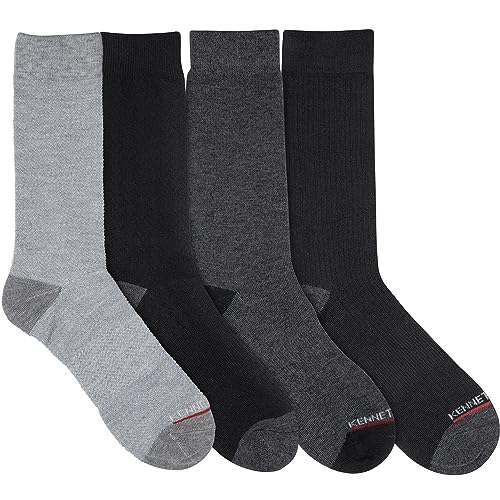 Kenneth Cole Mens Dress Socks Classic Comfortable Breathable Moisture Wicking Assorted Pattern Easy Care Crew 4 Pair Pack3