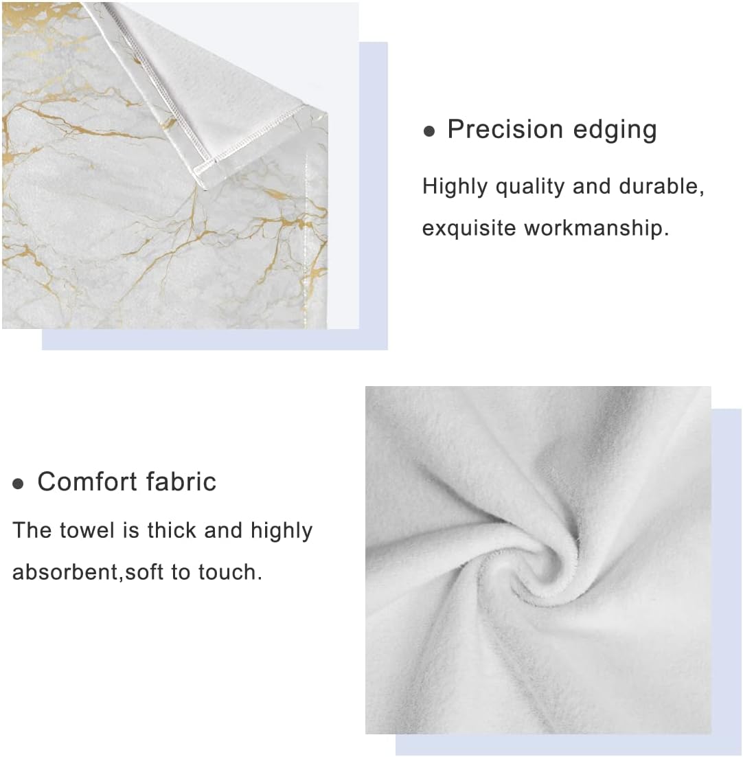AUUXVA 3-Piece Towel Set, Texture Marble Geometric Pattern Bath Towel Sets Absorbent Soft Towels for Bathroom Quick Dry Cotton Bath Sheets (Contains 1 Bath Towel, 1 Hand Towel, 1 Washcloth)