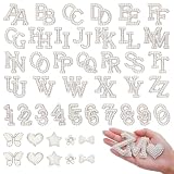Ticeyubime 82 Stück Perlen Glitzer Buchstaben und Zahlen Strick Patches, Aufnäher Buchstaben, Selbstklebende Patches für Kinderbekleidung, Alltagsjeans und Kreative DIY