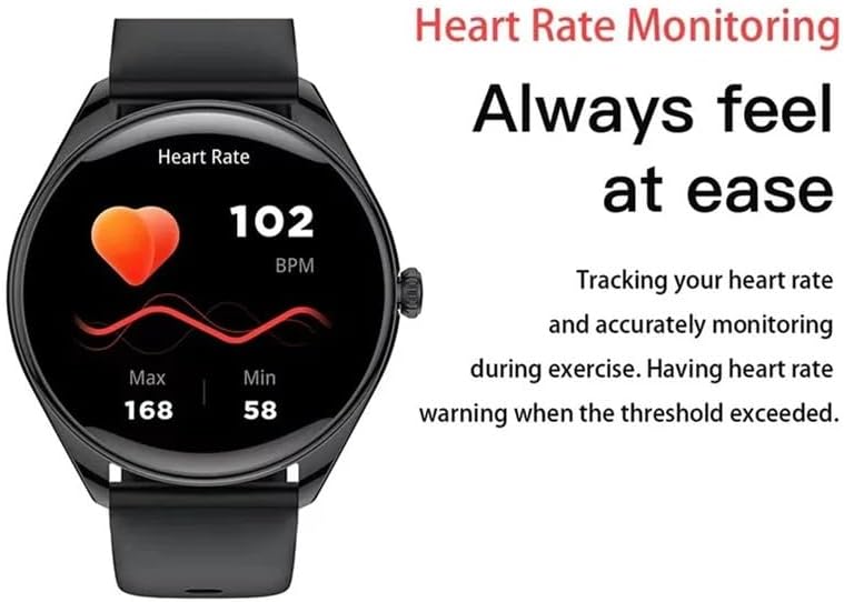 JINSHANGZI MT55 Smartwatch display showing heart rate monitoring at 102 BPM