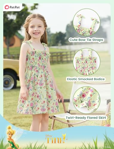 Image of Disney Princess Frozen Elsa Minnie Stitch Toddler Girl Dress Bow Tie Straps Smocked Summer Outfit Birthday Party Clothes 2-9Y