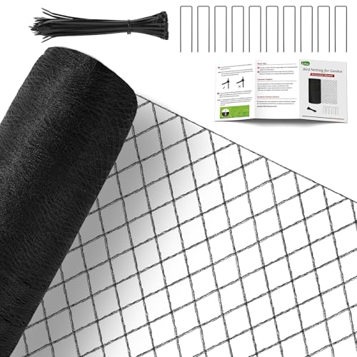 Netting for Chicken Coop Chicken Netting for Hawks (Overhead) 7.5 x 100 ft HDPE Bird Netting with Zip Ties & U-Stakes Also for Berries & Fruit Trees