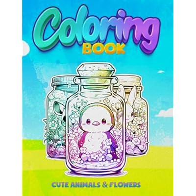 Coloring Book Cute Animals & Flowers