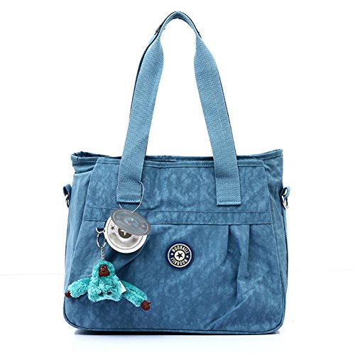 Sac à bandoulière en nylon pour femme idéal balades printemps été avec son pendentif singe