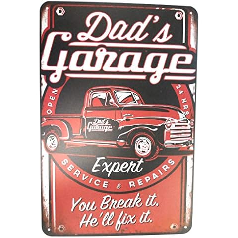 Dads Garage Expert Service. You Break it. Hee'l fix it Collectible Motor Oil And Gas Tin Sign TSC191 Cover