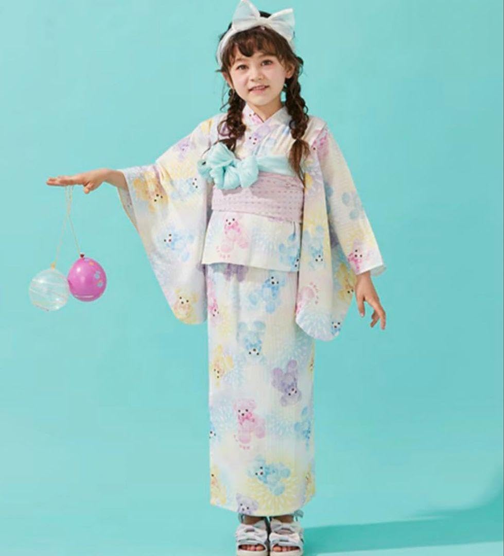 Amazon.co.jp: メゾピアノ カラフルレインボー くまベアー柄 浴衣 110