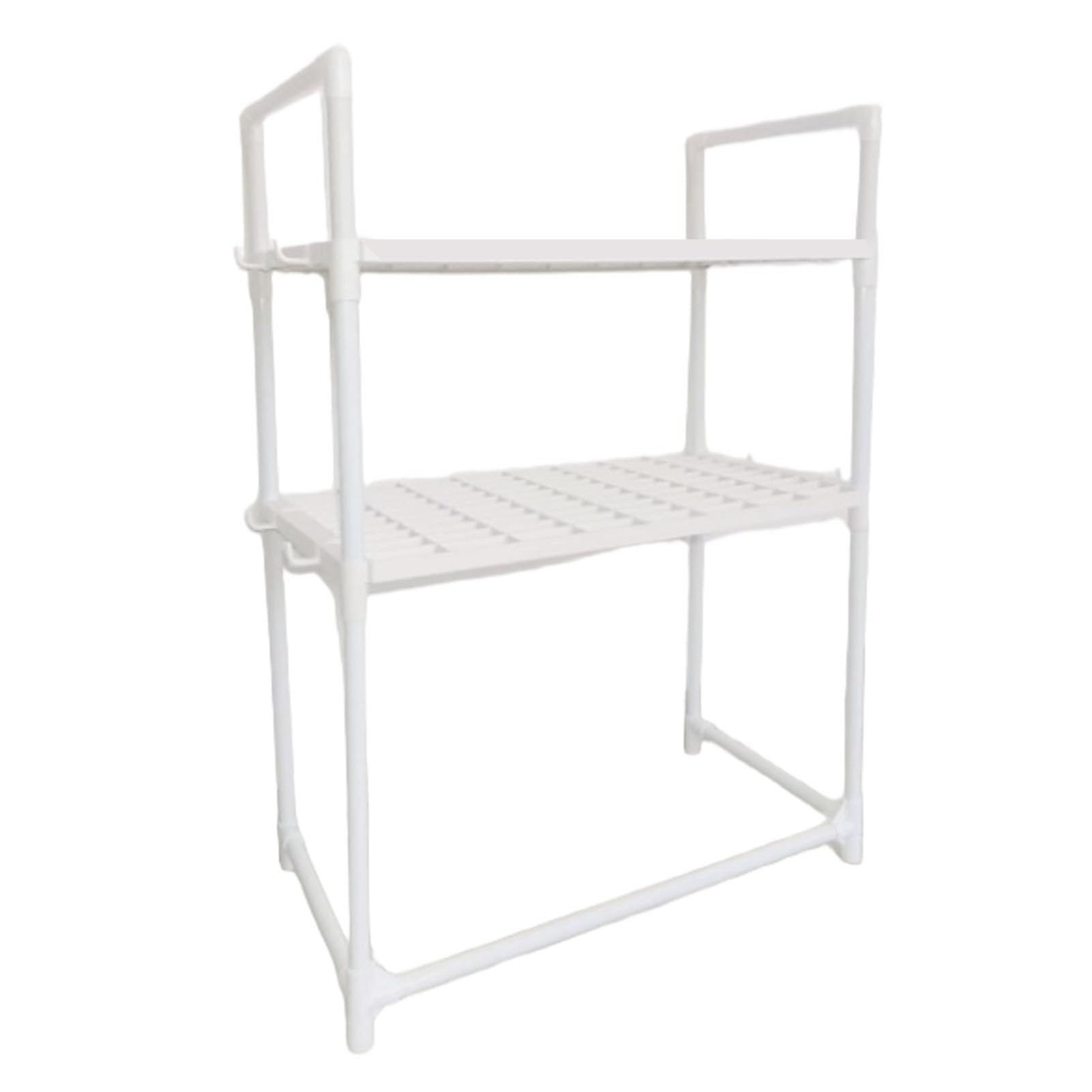 Rejilla para Horno Microondas, Soporte de Almacenamiento de Cocina Multiusos Fuerte con Ganchos para el Hogar, Acero Al Carbono, Blanco, 2 Niveles, 73x50,5x27cm