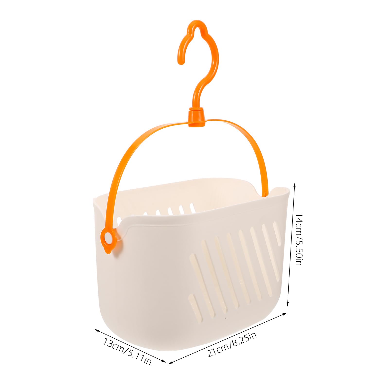 Angoily Cesta de ducha colgante de plástico para colgar, cesta de ducha portátil, organizador de cocina con gancho para el hogar, color blanco