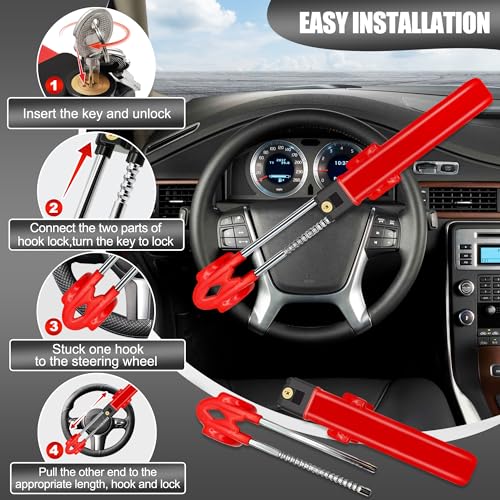 image for KAYCENTOP Steering Wheel Lock Anti-Theft Device Adjustable Car Steerin