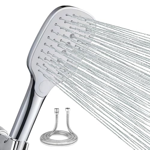 High Pressure Shower Head with Handheld, Handheld Shower Head with 60 Inch Stainless Steel Hose, 3 Spray Setting