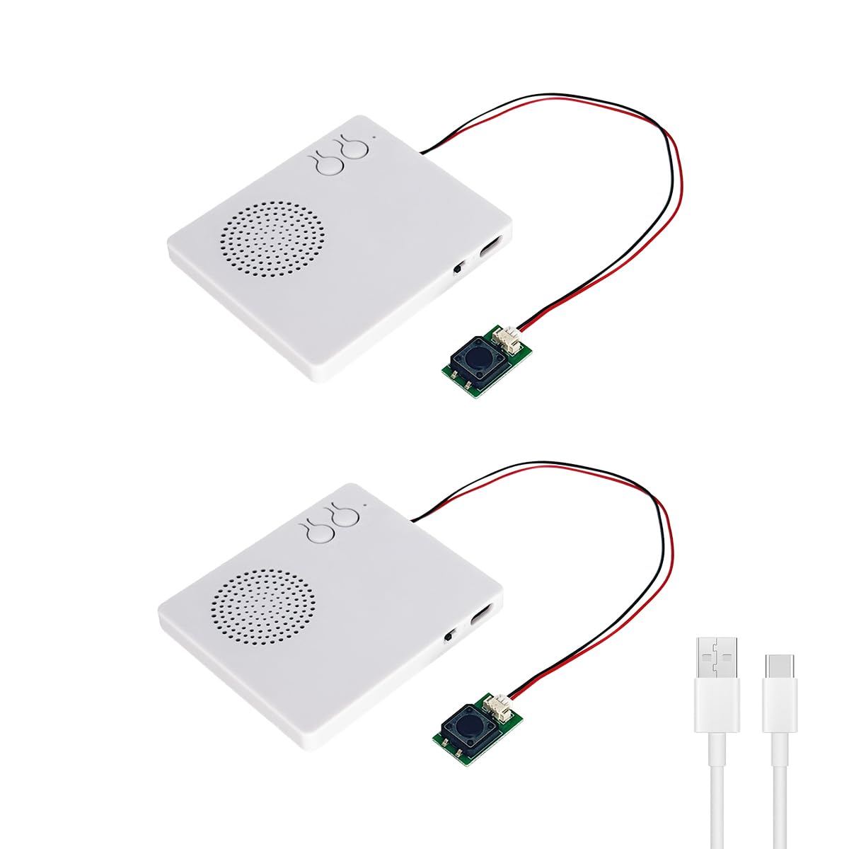 Voice Recorder,DIY Sound Module Box for Stuffed Animals, Bear,Plush, Baby Doll,Pillow. Record Custom Messages for Xmas Halloween New Year Birthday Creative Presents-White (White-2 PCS)