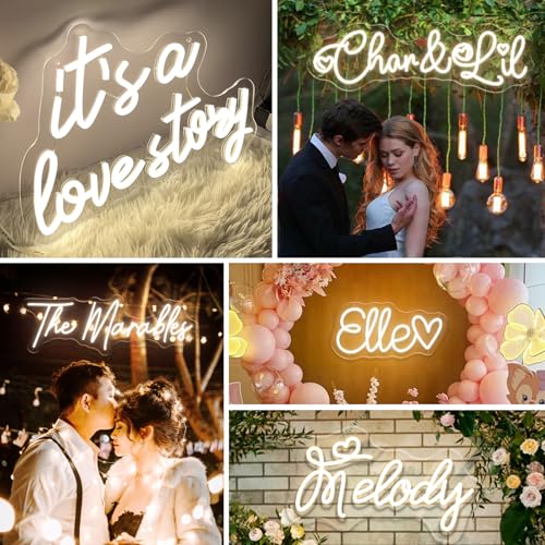 Brochao Custom Neon Signs, Personalized Name Sign LED Sign Custom for Wedding Birthday Party Light, Neon Sign Customizable for Wall Decor, Shop Office Business Logo Bar Store Bedroom Light up Signs - Thumbnail 2