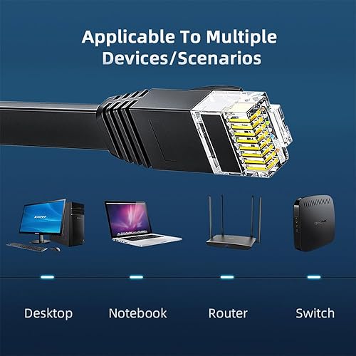 Miniatura 5 de cablecc Cable de red Cat 6 RJ45 UTP Cable Ethernet plano ultra delgado cable trenzado par cable de conexión para portátil router 7.9 in