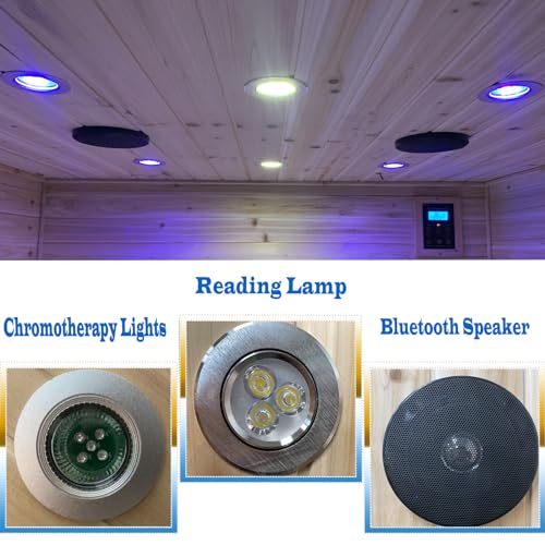 Outdoor Far Infrared Sauna 4 Person | Withstand Temp -5℉-104℉, Outdoor Indoor Wooden Sauna Room for Home-12 Low EMF Boards-Canadian Hemlock-Chromotherapy-Bluetooth Speaker - Image 5