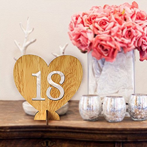 Baugger - 20pcs 1-20 suportes de mesa de mesa de casamento de madeira com base para recepção e tabel