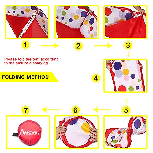 Aeroway Kids Red Ball Pit Playpen Toddler Play Tent Ball Pool with Mini Basketball Hoop and Zipper Storage Bag, 4 Feet/ 120 cm, Balls Not Included - Thumbnail 4