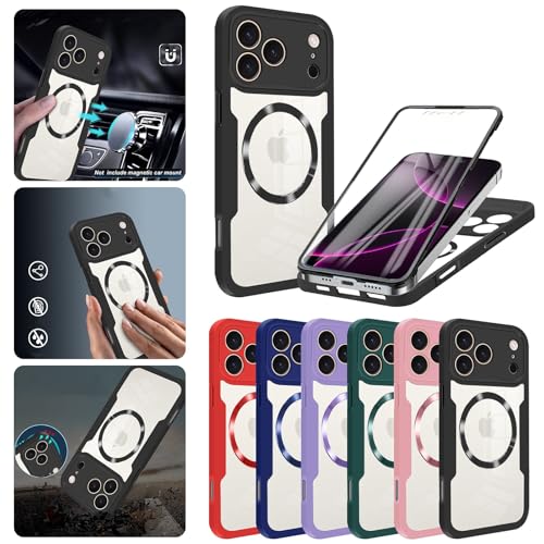 Coque arrière rigide iPhone 17 Pro Max bleu magnétique avec film écran