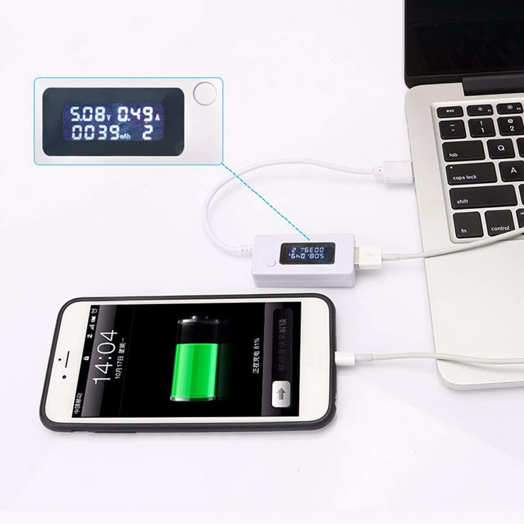 ARCELI Retroilluminazione LCD a coda bianca Display digitale LCD Misuratore di voltaggio di carica amperometro con amperometro USB
