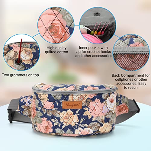 Image of Yarn Crossbody Waist bag Small Yarn Storage Organizer for Yarn Skeins-Organizer for Crochet Hooks and Accessories