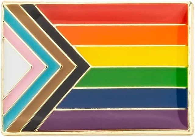 LGBT Progress Pride Rectangle Rainbow Flag Lapel Pin Festival Badge
