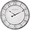 PresenTime & Co 10" Farmhouse Series Wall Clock, Quartz Movement, Shiplap Style, Raised 3D Arabic Numeral, Galvanized Finish