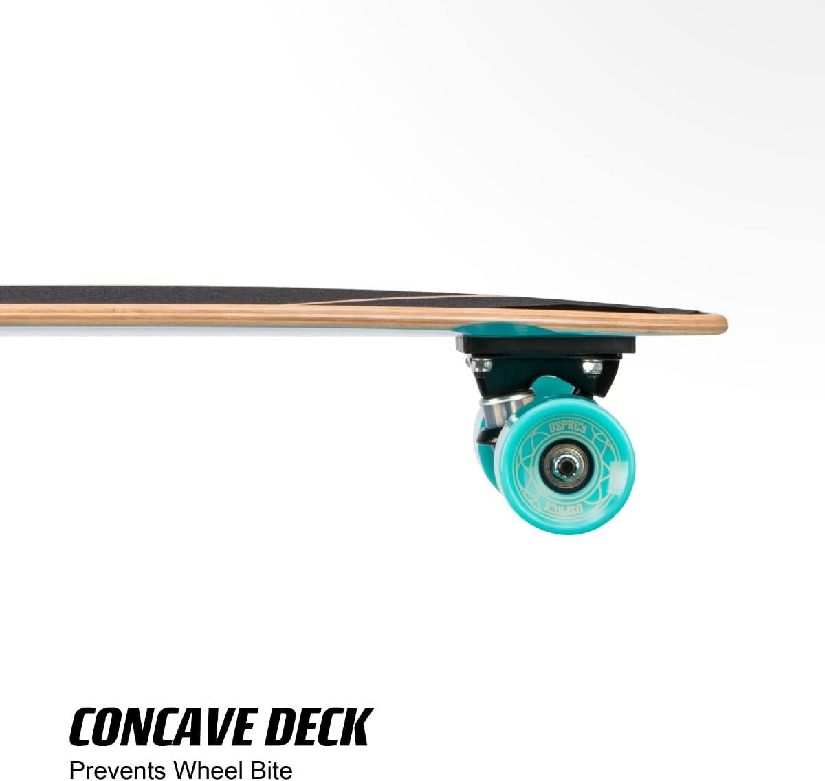 Osprey Pintail Longboard, Complete 36in-46in Skateboards, Kids and Adult Skateboard, Multiple Sizes