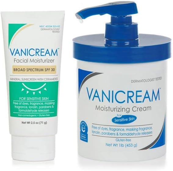 Moisturizing Cream with Pump, 16 Ounce & Facial Moisturizer with SPF, 2.5 Ounce