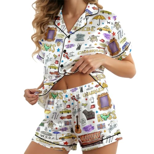 Image of Women's Short Satin Pajama Cute Pajamas, Silky Lightweight Satin Sleepwear