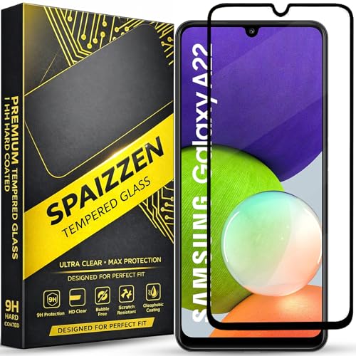 Image of Military-Grade Tempered Glass Screen Protector Compatible for Samsung Galaxy A22 4G with Edge to Edge Coverage and Easy Self Installation kit