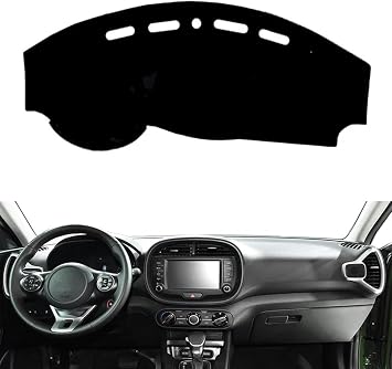 Car Dashboard Cover Mat for Kia Soul 2019-2024 Black Anti-Slip Pad Interior Accessories