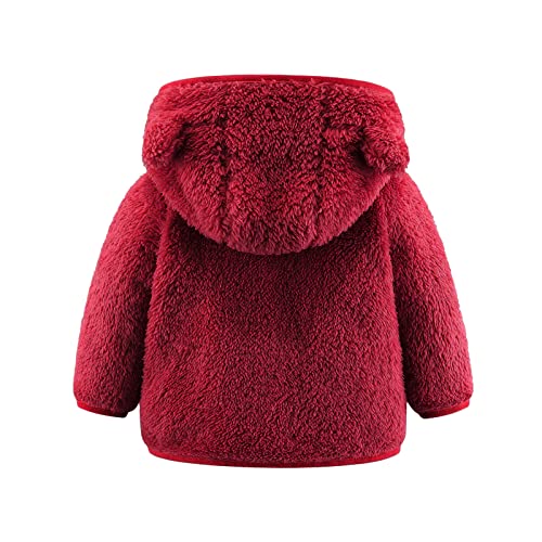 Boys Solid Fleece Hooded Jacket Coat Winter Warm B𝐞a𝐫 Ear Long Sleeve Hoodie Coat Jacket Outwear for Girls3