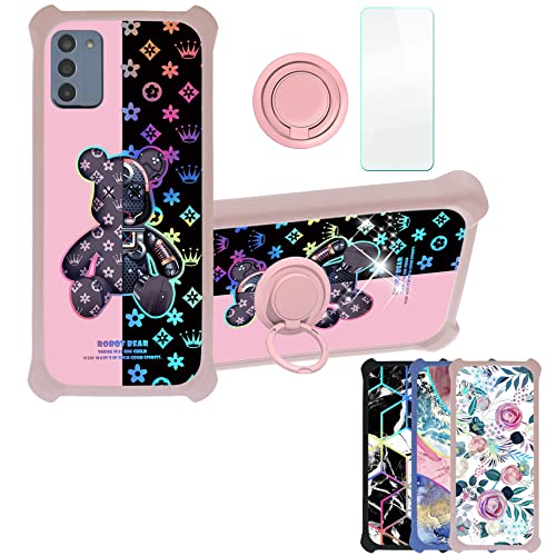Case for Nokia C300 Case Compatible with Nokia C300 Phone Case N155DL Cover [with Tempered Glass Screen Protector][Hard PC + Soft Silicone][Ring Support] [Colorful Reflect Light] IMDF-JXX