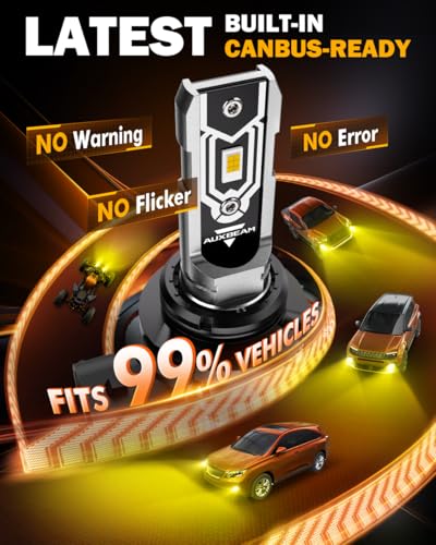 Image of Auxbeam 9006 Fog Lights Golden Yellow Offroad Lights 10000LM | 400% brightness, quick installation, all in one design, fanless, quiet, plug and play, 3000k golden yellow