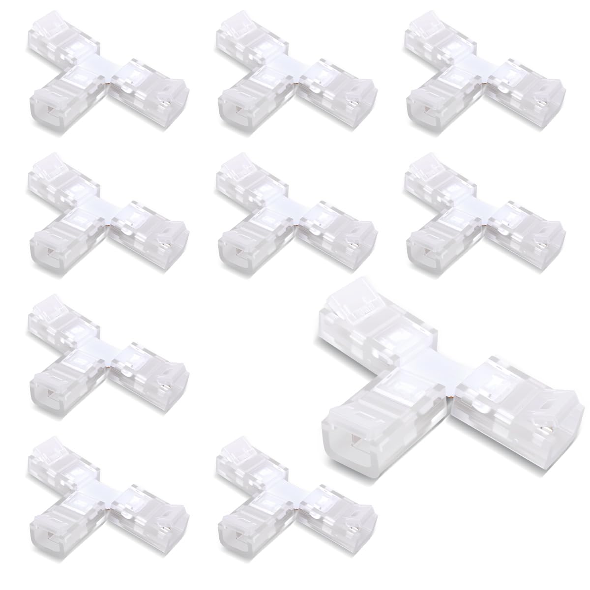 Innfeeltech 10 Pcs Strip Connector Wire Quick Connector for 8MM 2 Pin LED Light, Double Side Strip, T Type