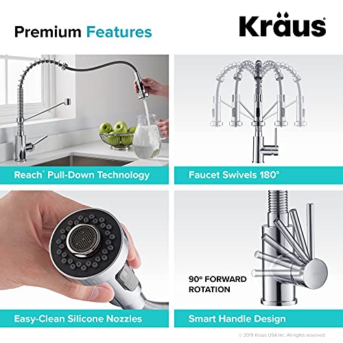 Image of KRAUS Bolden Single Handle 18-Inch Commercial Kitchen Faucet with Air Gap in Chrome Finish